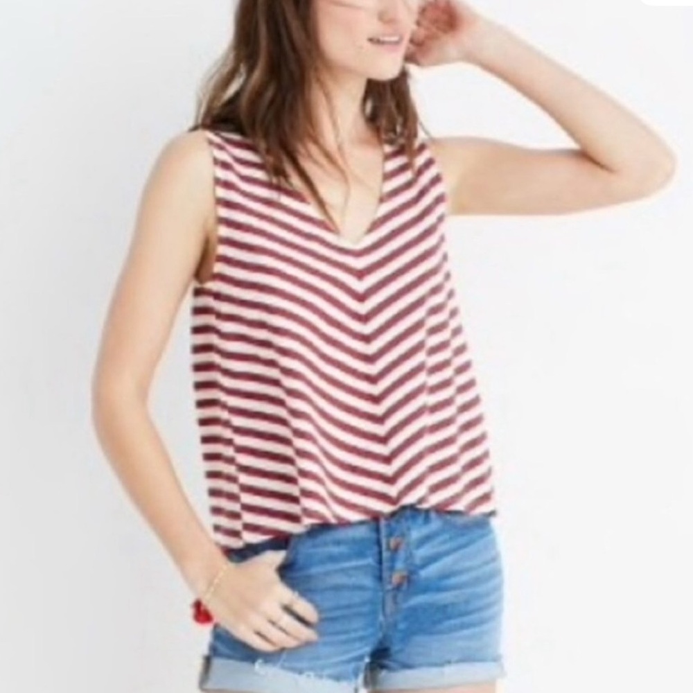 Madewell Striped V-Neck Sleeveless Top